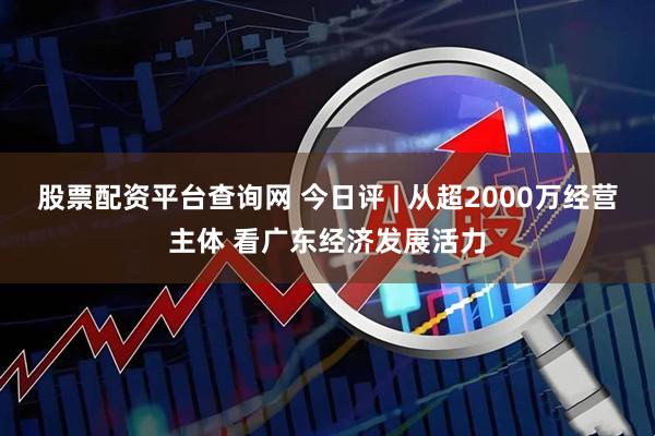 股票配资平台查询网 今日评 | 从超2000万经营主体 看广东经济发展活力